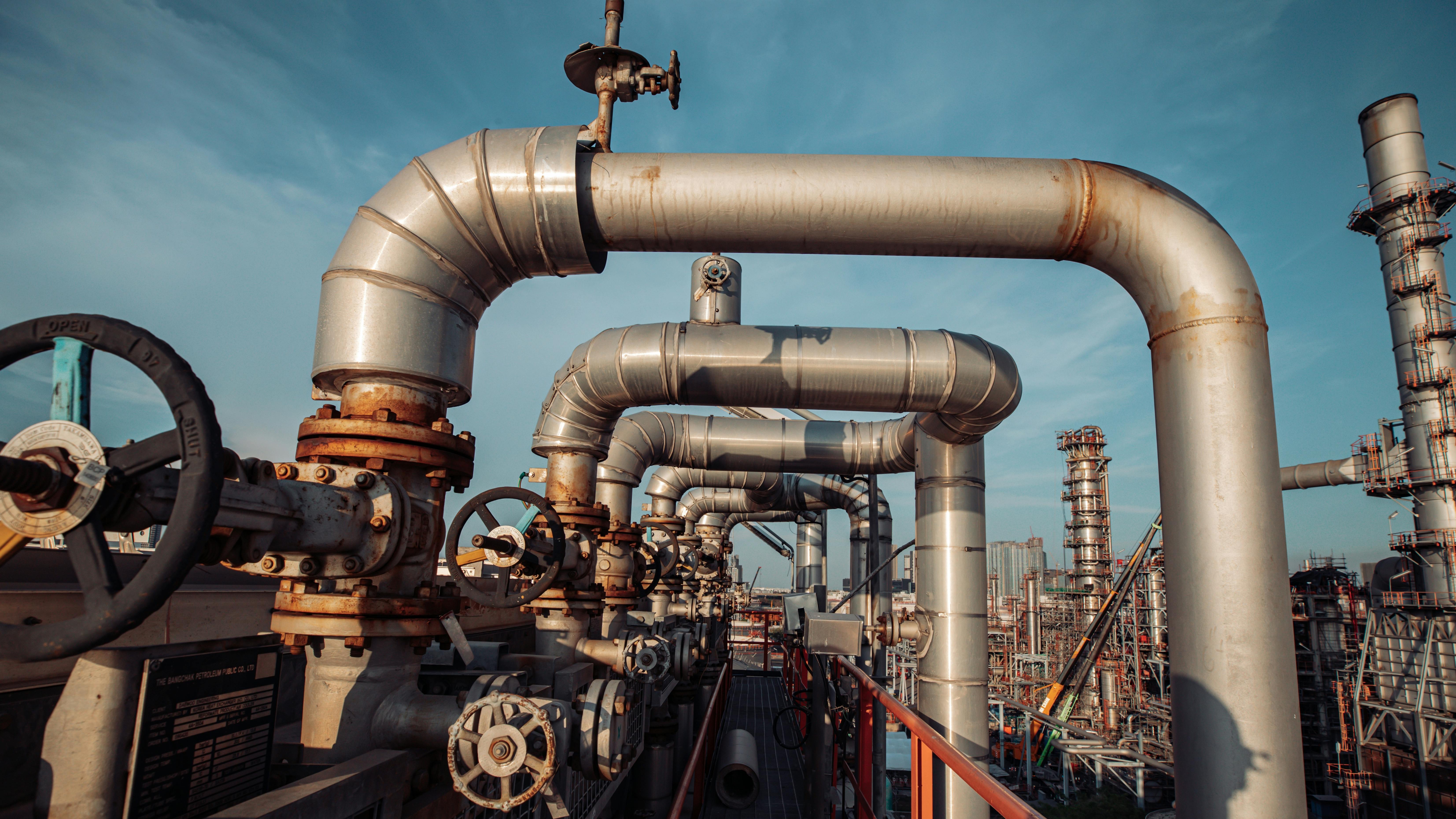pipes and valves in a chemical plant