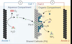 Reactor schematic - in which water is directly used as a hydrogen source to generate ammonia via electric power. Reactor schematic - in which water is directly used as a hydrogen source to generate ammonia via electric power.