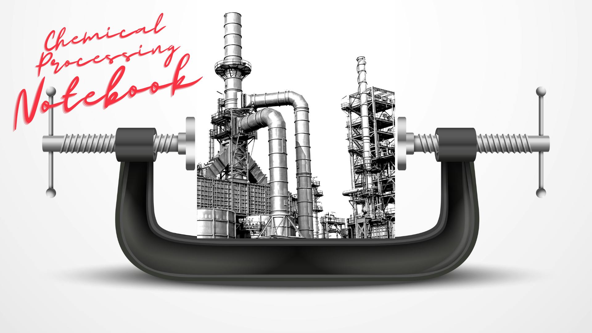 a vise grip with a chemical plant being squeezed in it