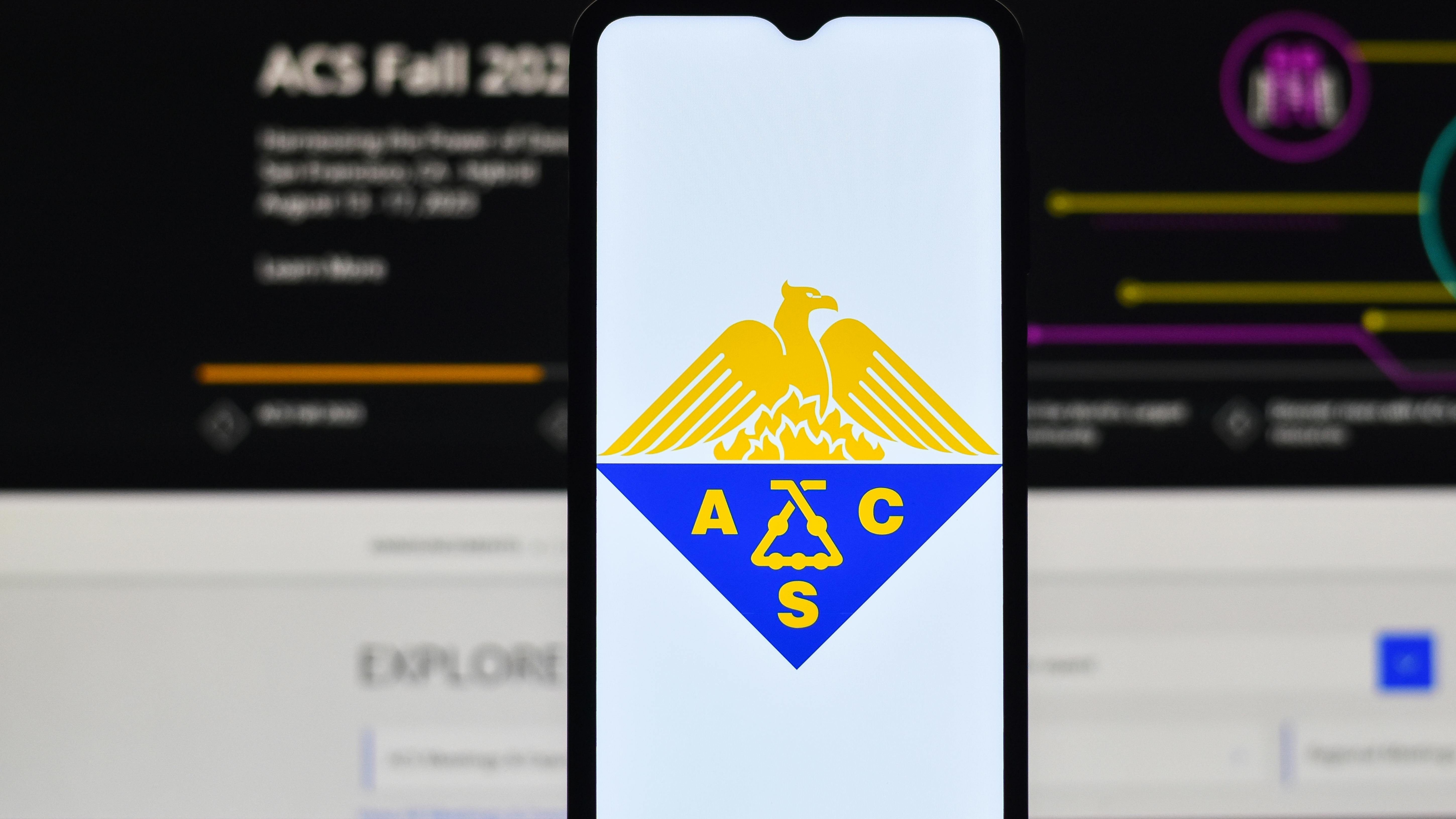 American Chemical Society logo on phone display