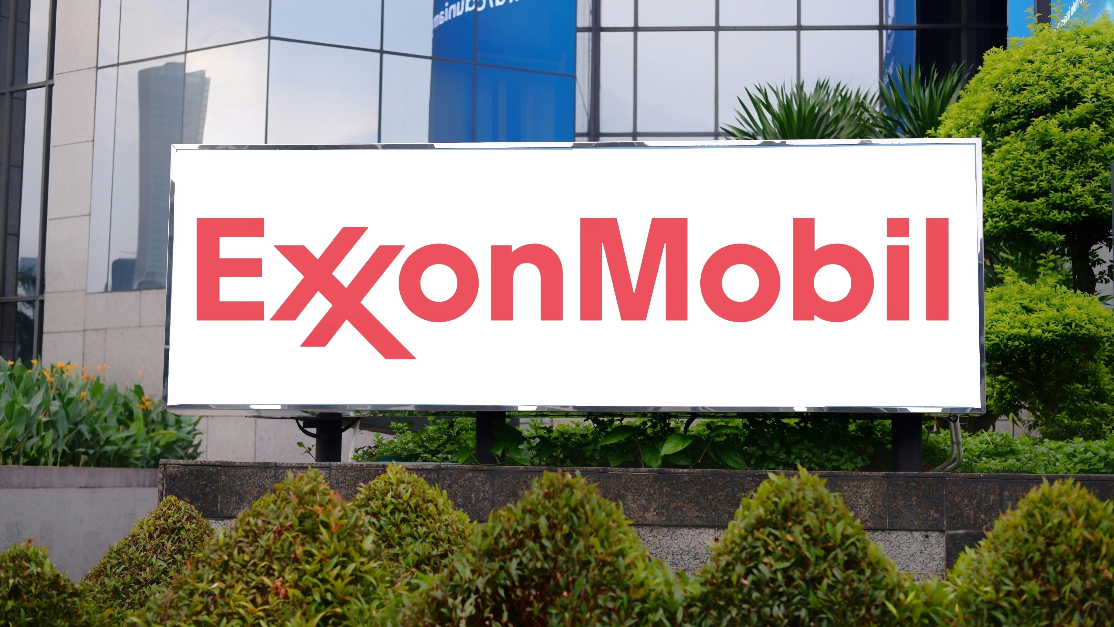 ExxonMobil logo outside of building