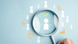 Magnifying glass with clear focus on people Magnifying glass with clear focus on people