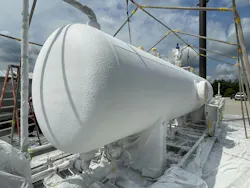 Picture of an outside tank covered with Sherwin-Williams Heat-Flex AEB Picture of an outside tank covered with Sherwin-Williams Heat-Flex AEB