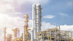 Oil petroleum refinery plant building distillation columns tower Oil petroleum refinery plant building distillation columns tower