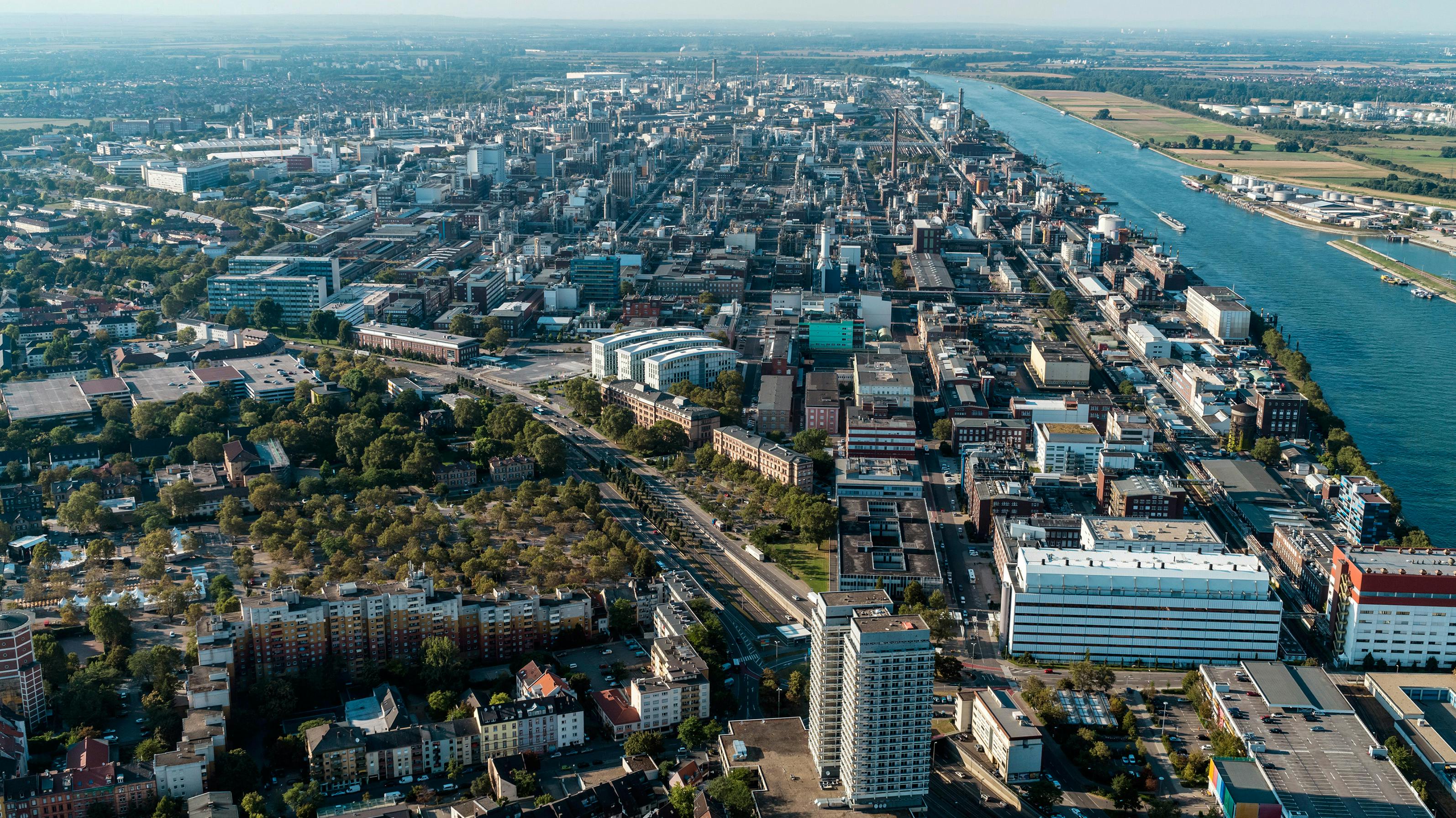 Aerial view of BASF Verbund site in Ludwigshafen, Germany