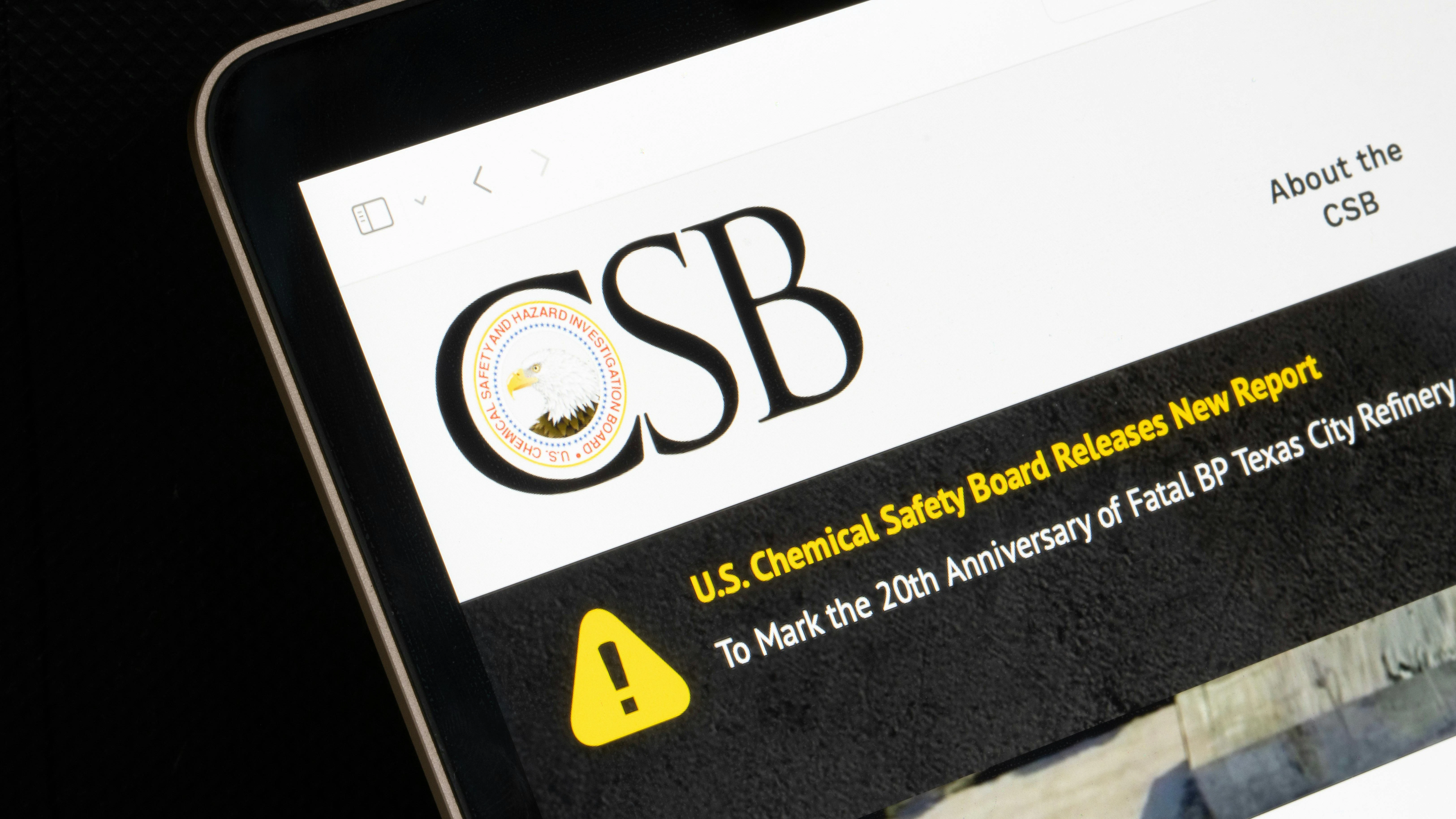 CSB logo and website on computer screen