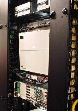 This optical line terminal (OLT) is part of a passive optical LAN (POL). A POL uses singlemode fiber-optic cabling between an OLT and optical network terminals (ONTs). The Association for Passive Optical LAN hosted a webinar in which a POL user and architect discussed their experiences with the technology. That webinar is available for viewing on-demand.