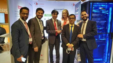 The Siemon team at BICSI MEA, including Prem Rodrigues, Sales and Marketing Director for Middle East, India and SAARC (second from left); and Valerie Maguire, Director of Standards and Technology.