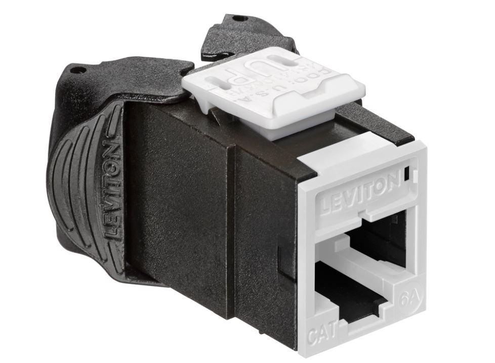 Leviton's Atlas-X1 jacks, one of which is pictured here, along with the company's eXtreme jacks and some patch panels, have been third-party verified to IEC 60512-99-002 for support of IEEE 802.3bt Type 4 Power over Ethernet.