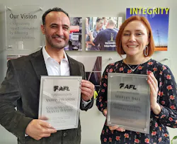 Pictured (L to R): Vahid Ebrahimi, AFL Product Development Designer; and Shirley Ball, AFL Product Development Manager. Not pictured: Artur Bueacov, AFL Hyperscale Product Design & Tooling Engineer. Pictured (L to R): Vahid Ebrahimi, AFL Product Development Designer; and Shirley Ball, AFL Product Development Manager. Not pictured: Artur Bueacov, AFL Hyperscale Product Design & Tooling Engineer.