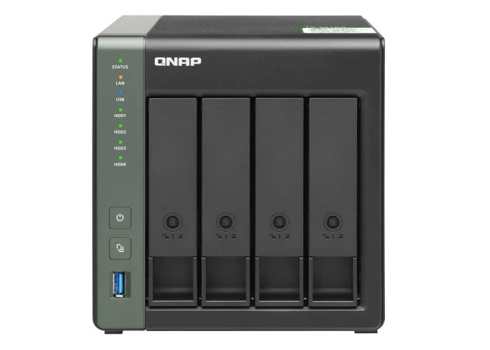 The TS-431KX is powered by a quad-core 1.7 GHz processor, 2GB RAM (upgradable to 8 GB) with one 10GbE SFP+ and two 1GbE network ports.