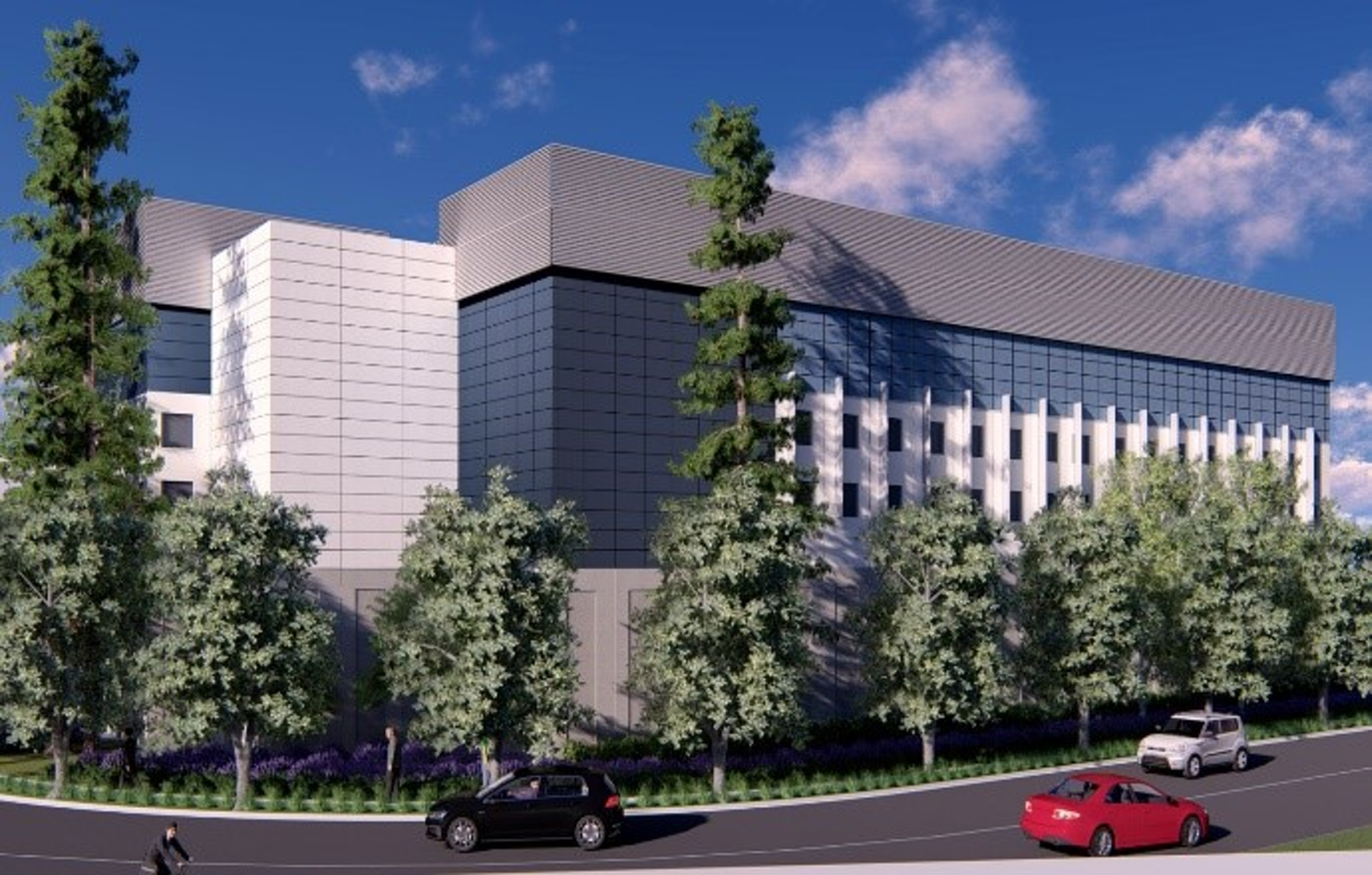 A rendering of Prime Data Centers&rsquo; upcoming Martin Avenue facility in Santa Clara, CA.