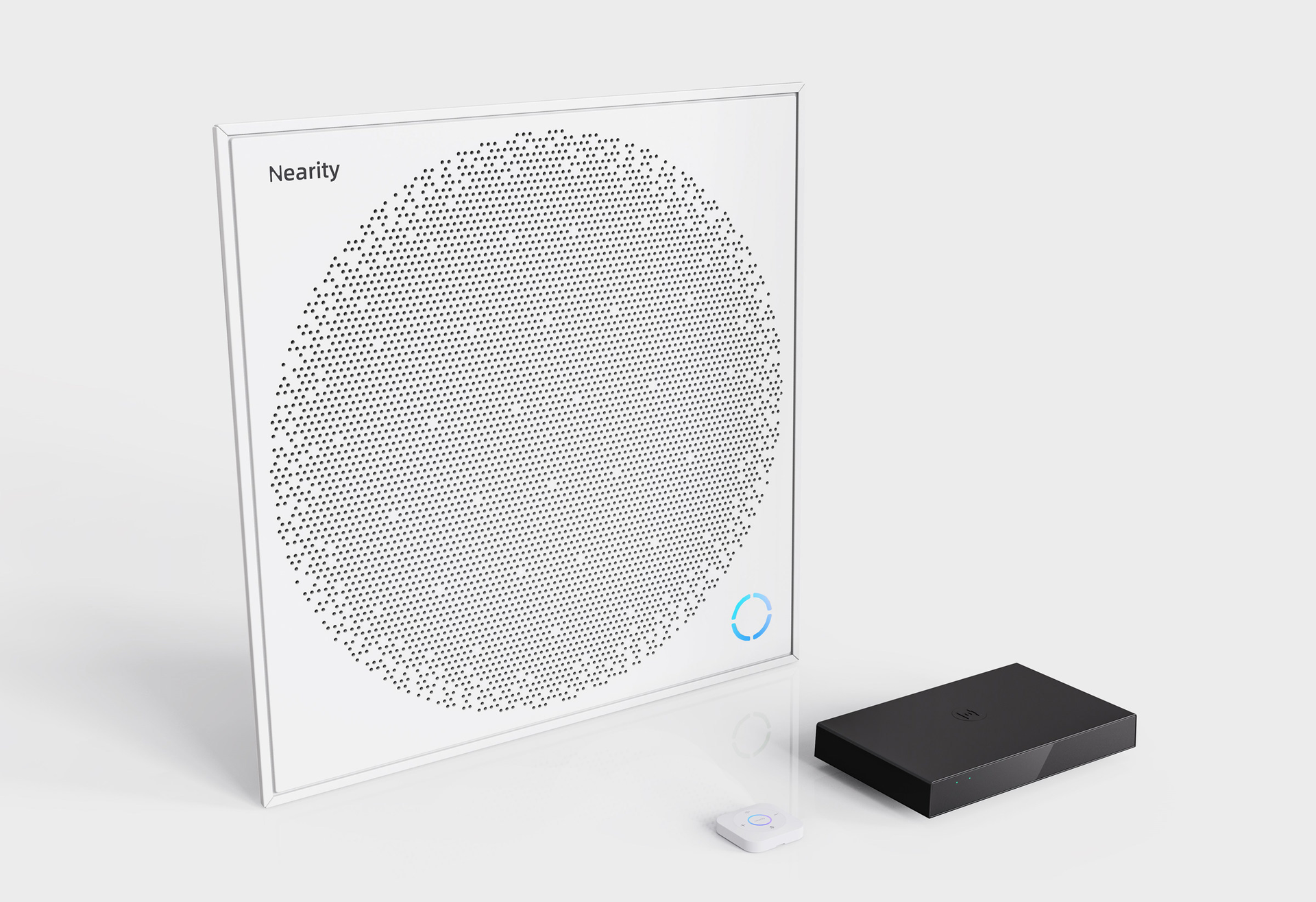 The Nearity A50 is one of three ceiling mic models being introduced in coming months to meet the varying voice pickup needs of different-sized meeting spaces.