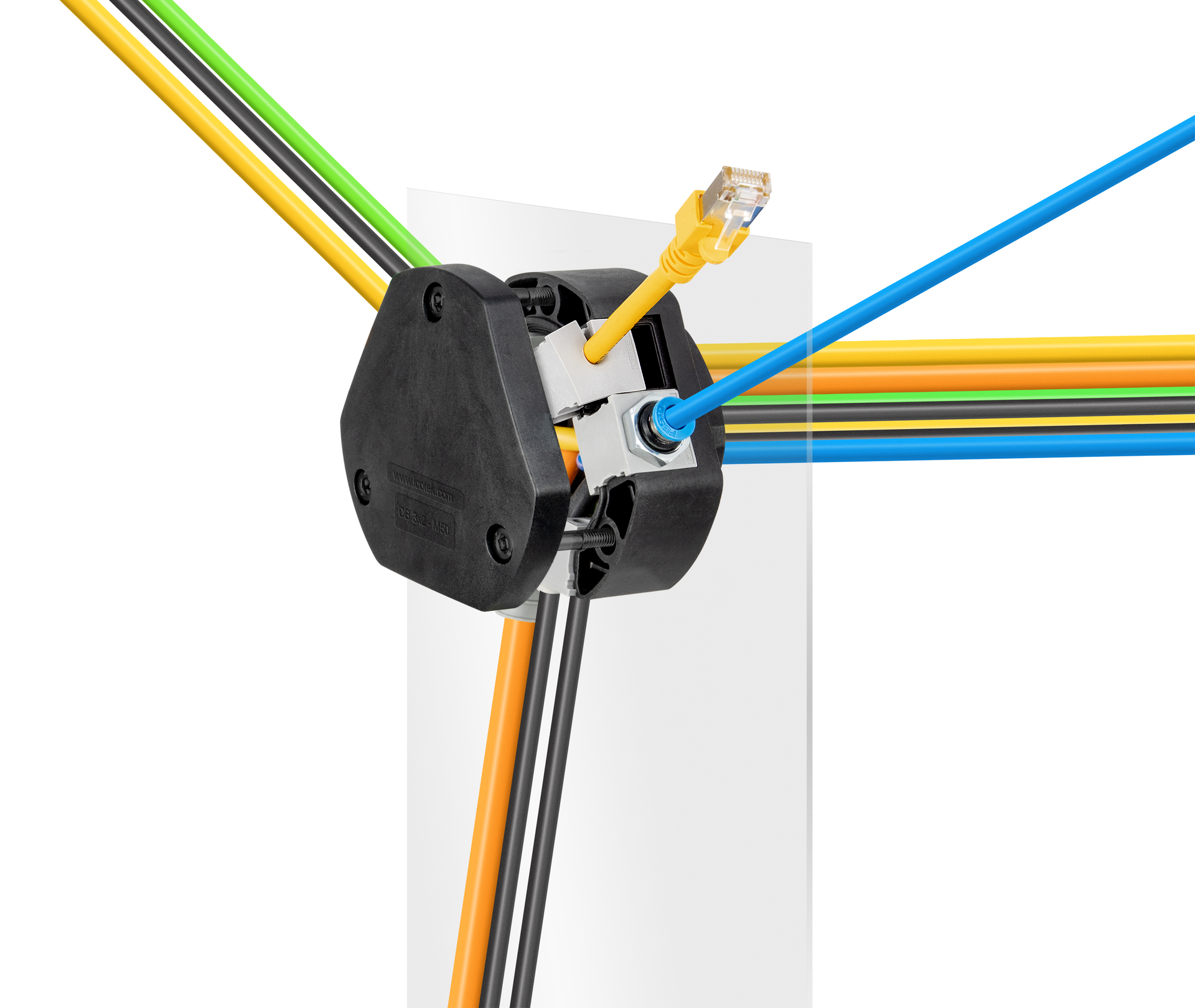 icotek's new DB Distribution Box enables 360&deg; cable entry and cable routing and is billed as completely splittable.