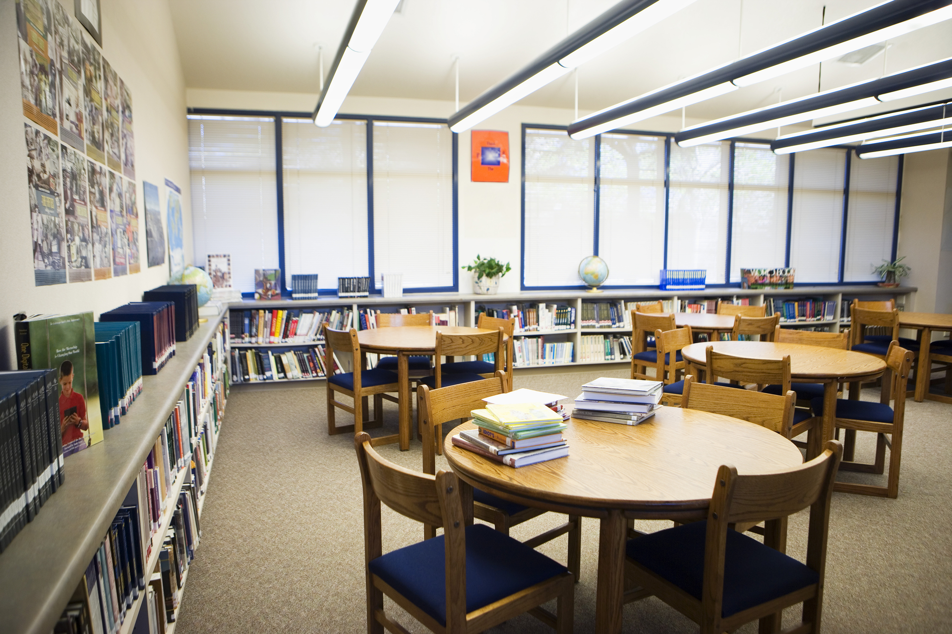 High school library reading room.