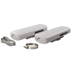 The AMY-5133-AC-PD kit from Antaira Technologies includes two bridges that will automatically locate their peer to create a secure, long-range wireless link. The AMY-5133-AC-PD kit from Antaira Technologies includes two bridges that will automatically locate their peer to create a secure, long-range wireless link.