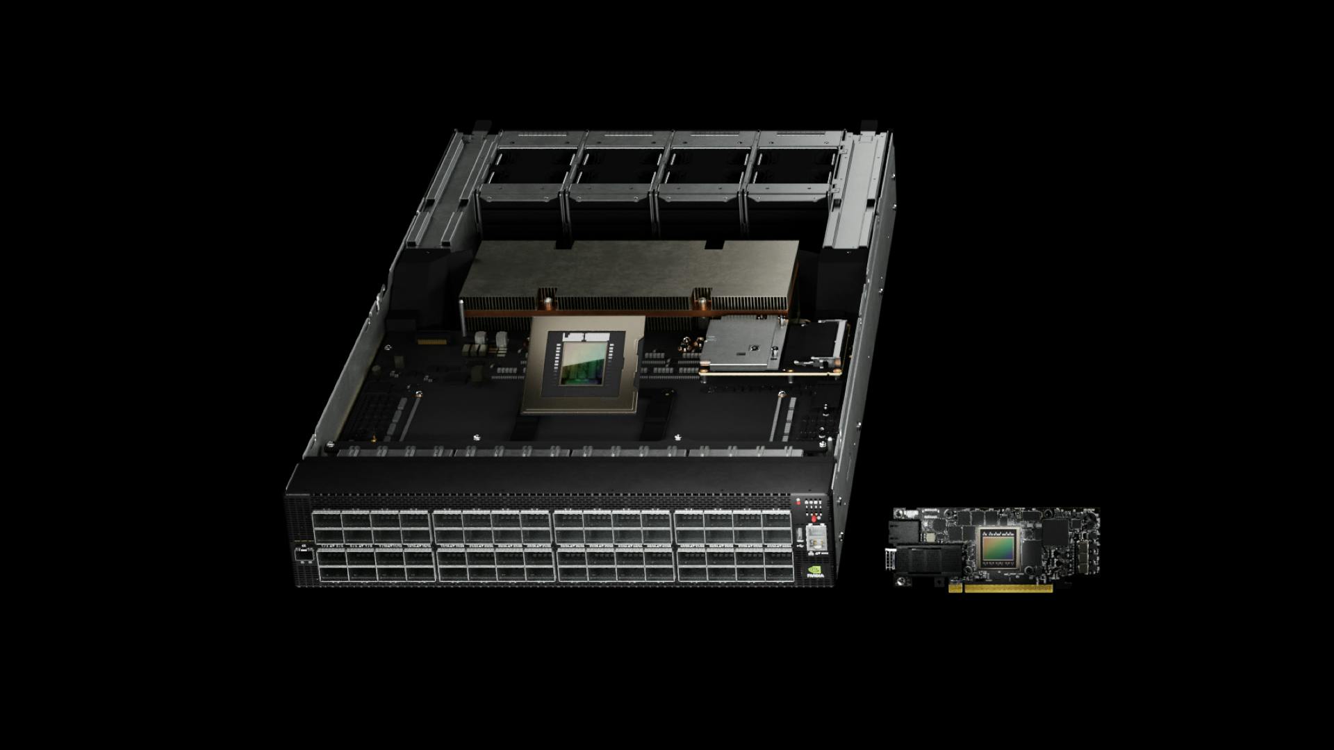 Shown here are elements of NVIDIA's Spectrum-X Ethernet Networking Platform, which has been designed to support the low-latency needs of generative AI networks.