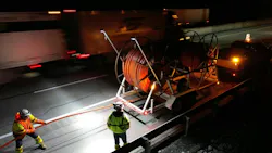 Working at night and employing microtrenching to install more than 500 miles of HDPE conduit for the Pennsylvania Turnpike’s new automated collection system lessened traffic disruption and proved to be a quick, safe installation method. Working at night and employing microtrenching to install more than 500 miles of HDPE conduit for the Pennsylvania Turnpike’s new automated collection system lessened traffic disruption and proved to be a quick, safe installation method.