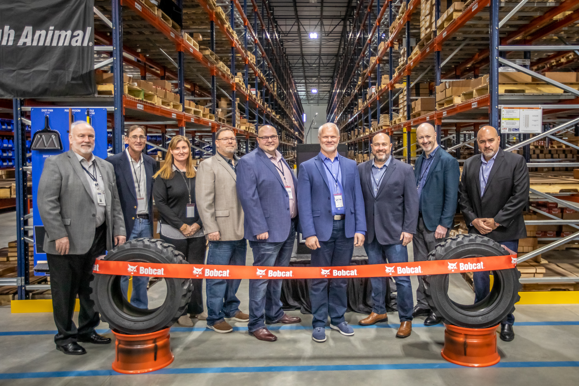 L-R: Robert Gaughan, APL Logistics Group General Manager; Mark Hanson, APL Logistics Director of Global Accounts, Courtney Fletcher, Bobcat VP Legal; Scott Simnitch, Bobcat Aftermarket Operations Manager; Mike Tietz, Bobcat Aftermarket General Manager; Mike Ballweber, Bobcat Company North America President; Lance Mathern, VP Global Portable Power; Neil Smith, Chief Commercial Officer for APL Logistics North America; Fabio Duque, APL Logistics Regional VP