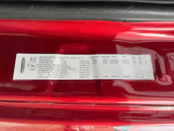 This vehicle certification label calls for steer tires with a Load Range H to support the front axle GAWR of 13,220 lb., while the rear axles require tires with a Load Range G. This vehicle certification label calls for steer tires with a Load Range H to support the front axle GAWR of 13,220 lb., while the rear axles require tires with a Load Range G.