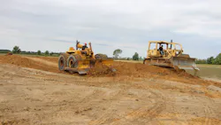 Don Martin’s 1956 LeTourneau-Westinghouse C Tournadozer and the National Construction Equipment Museum’s circa 1972 D7F compare dozer technologies during the HCEA’s 2022 International Convention and Old Equipment Exposition. All else being equal, a C was said to be the match of a D8. Don Martin’s 1956 LeTourneau-Westinghouse C Tournadozer and the National Construction Equipment Museum’s circa 1972 D7F compare dozer technologies during the HCEA’s 2022 International Convention and Old Equipment Exposition. All else being equal, a C was said to be the match of a D8.