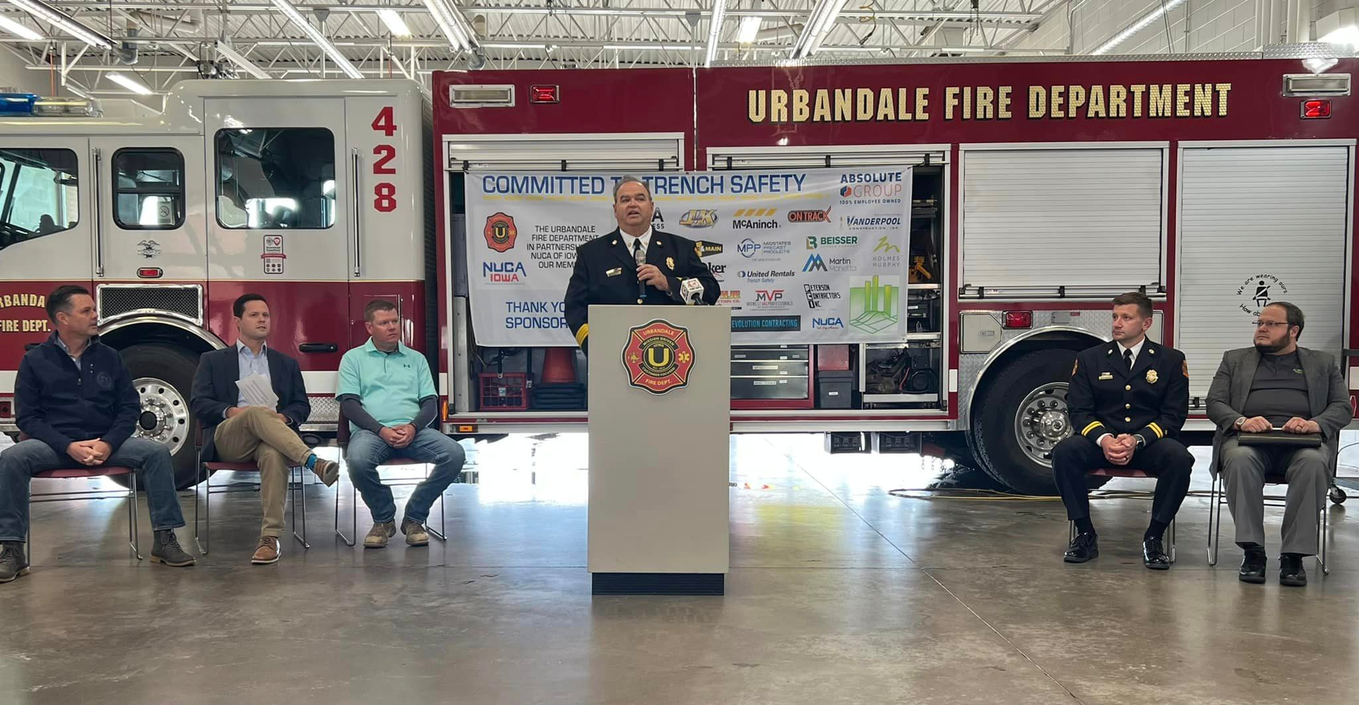 The ribbon cutting event was attended by U.S. Representative Zach Nunn, Urbandale Mayor Robert Andeweg, Urbandale Interim Fire Chief Mike Cardwell, NUCA CEO Doug Carlson, and NUCA of Iowa's executive director Kim Frey.