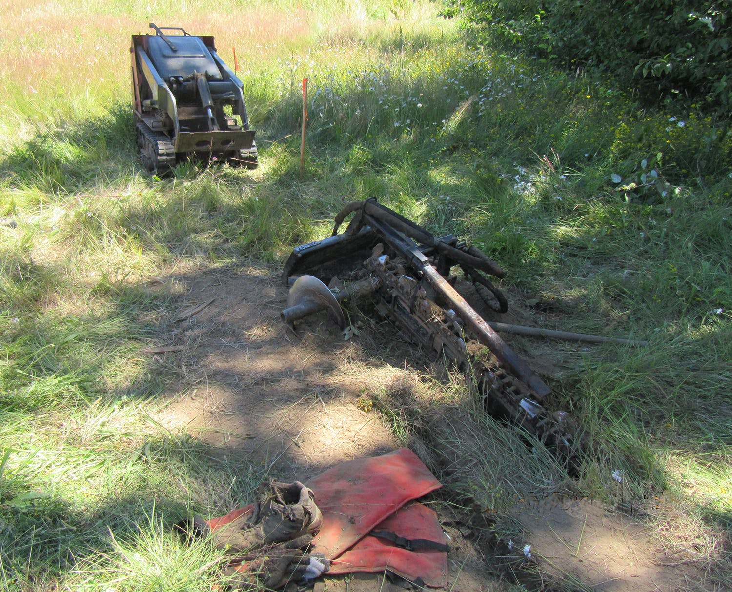 L&I photo shows the walk-behind trencher a 16-year-old boy was using to dig a channel for fence posts.