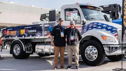 Stevie Ray Lloyd and Steve Lloyd of Lloyd Concrete Services are shown with the Kenworth T280 concrete pump truck. Stevie Ray Lloyd and Steve Lloyd of Lloyd Concrete Services are shown with the Kenworth T280 concrete pump truck.