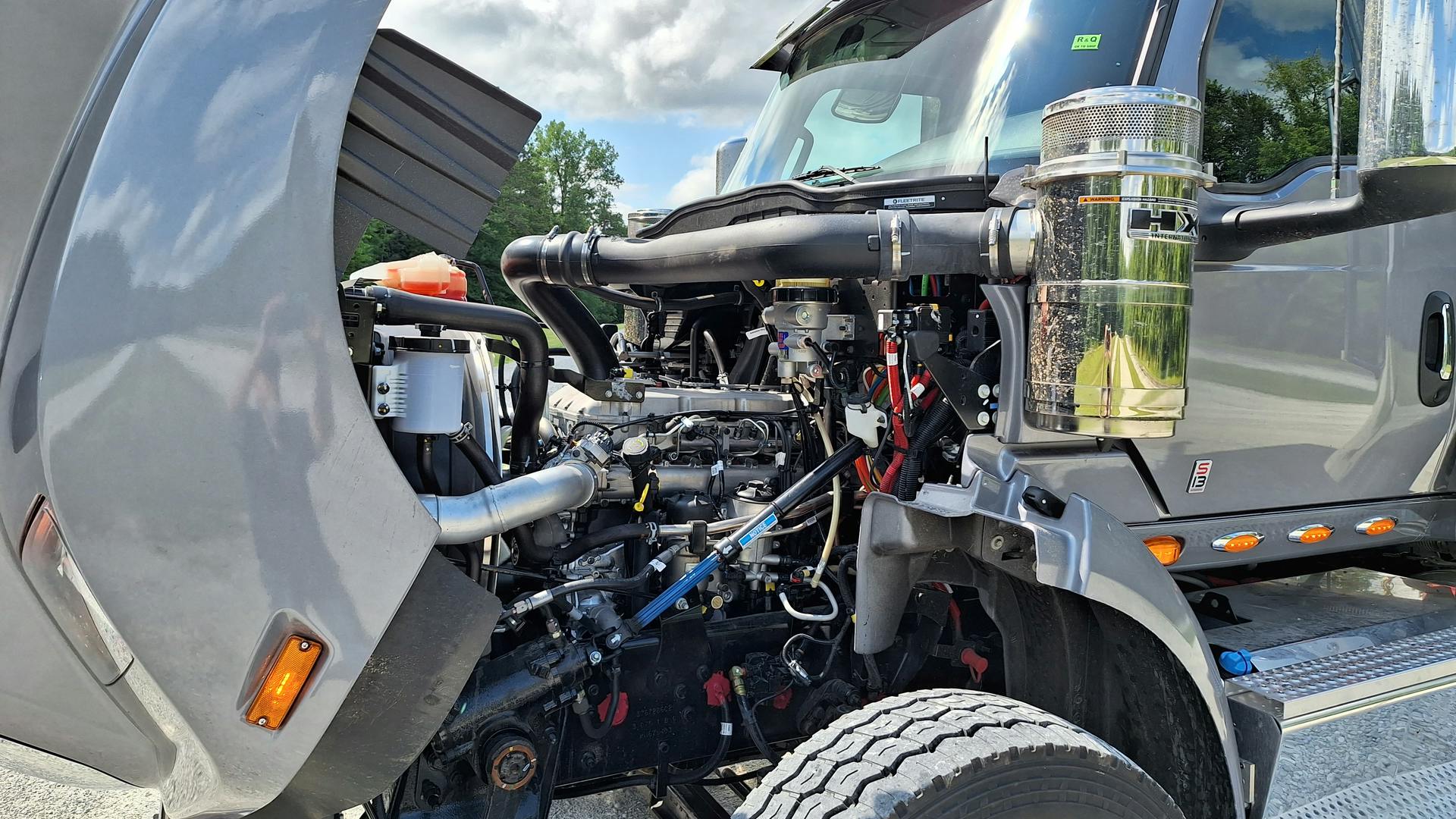 The International S13 diesel has a clean, uncluttered look. Most routine service points are on the left side.