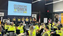 The panel speaks to a room of all the attendees of the event. The panel speaks to a room of all the attendees of the event.
