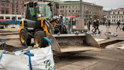 Volvo L25 Electric compact excavator working at Drottningtorget in central Gothenburg. Volvo L25 Electric compact excavator working at Drottningtorget in central Gothenburg.