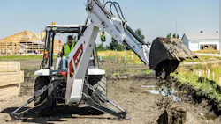 Bobcat B760 backhoe loader has a maximum dig depth of 18 feet 5 inches. Bobcat B760 backhoe loader has a maximum dig depth of 18 feet 5 inches.