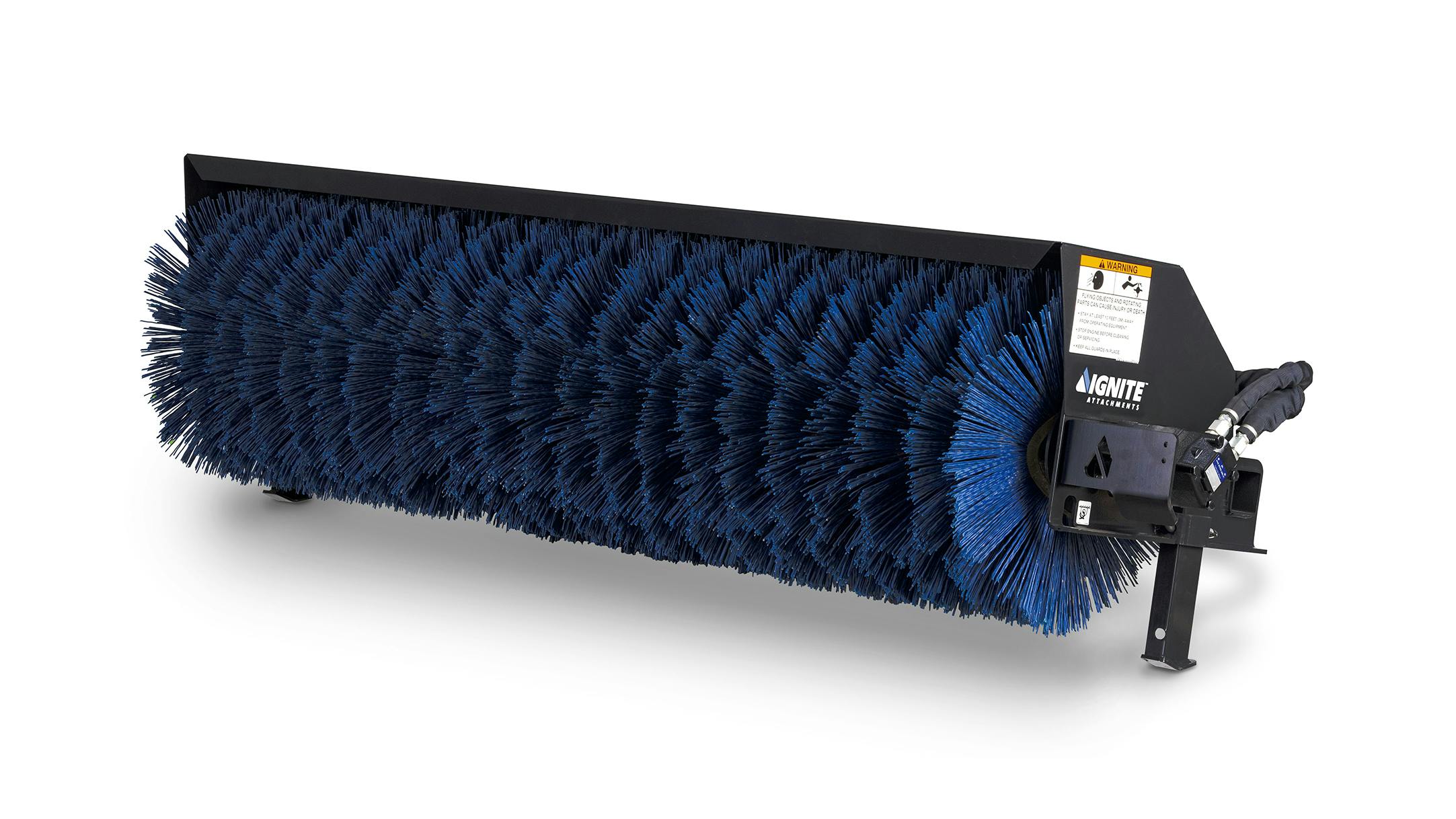 The broom uses 24-inch-diameter polycarbonate bristle wafers.