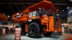 The Hitachi EH4000AC-5, on display at MINExpo 2024, has AC drive with three driving modes: High Power, Power, and Eco. The Hitachi EH4000AC-5, on display at MINExpo 2024, has AC drive with three driving modes: High Power, Power, and Eco.