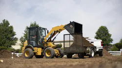 Caterpillar 903 compact wheel loader features hinge pin height of 10 feet. Caterpillar 903 compact wheel loader features hinge pin height of 10 feet.