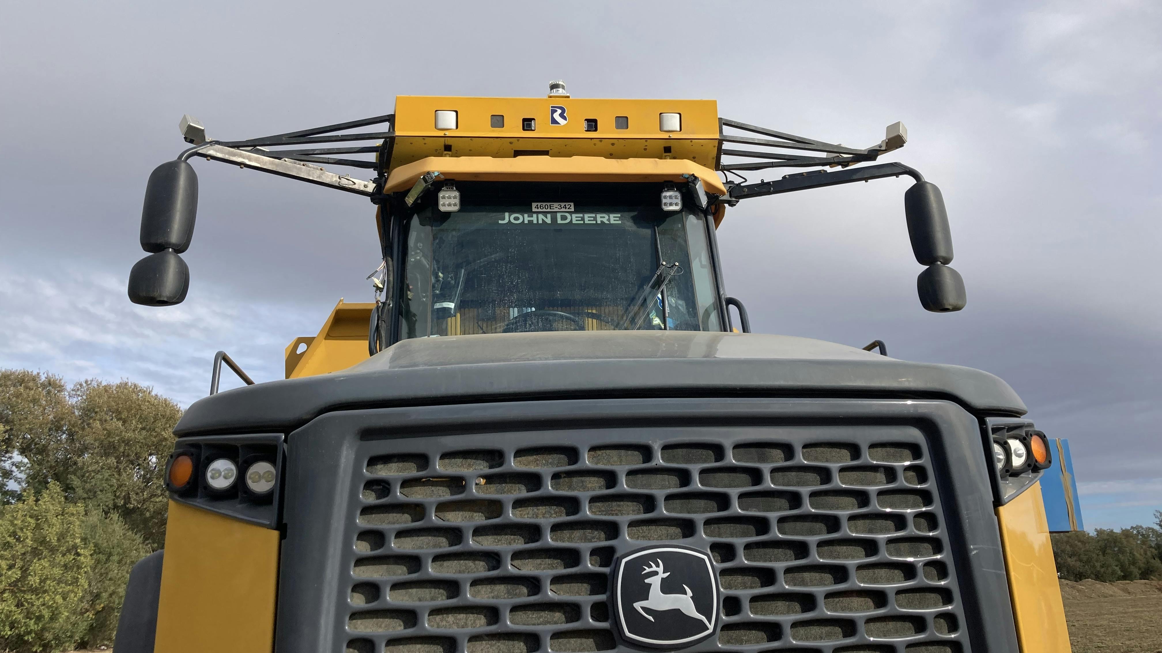 Central to the second generation autonomous system is an array of cameras mounted around the cab and behind the machine.