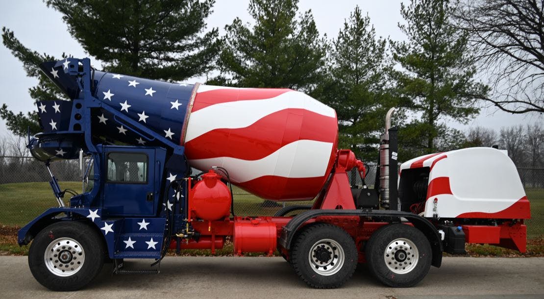 Advance Challenger concrete mixer truck measures 150 inches high, 101 inches wide, and 367 inches long,