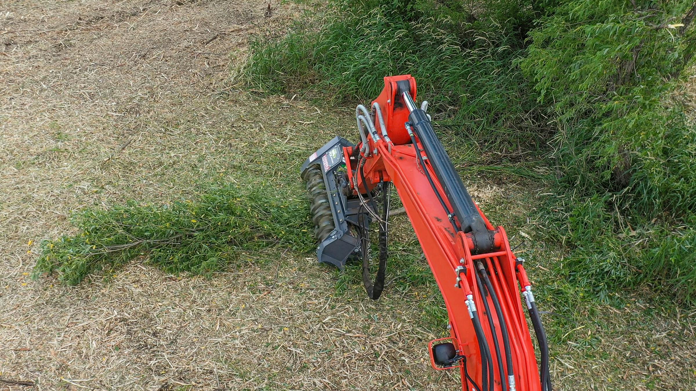 Mulching heads with depth gauges help prevent excessive material intake that could cause stalls, but vines and other green materials can wrap around rotors.
