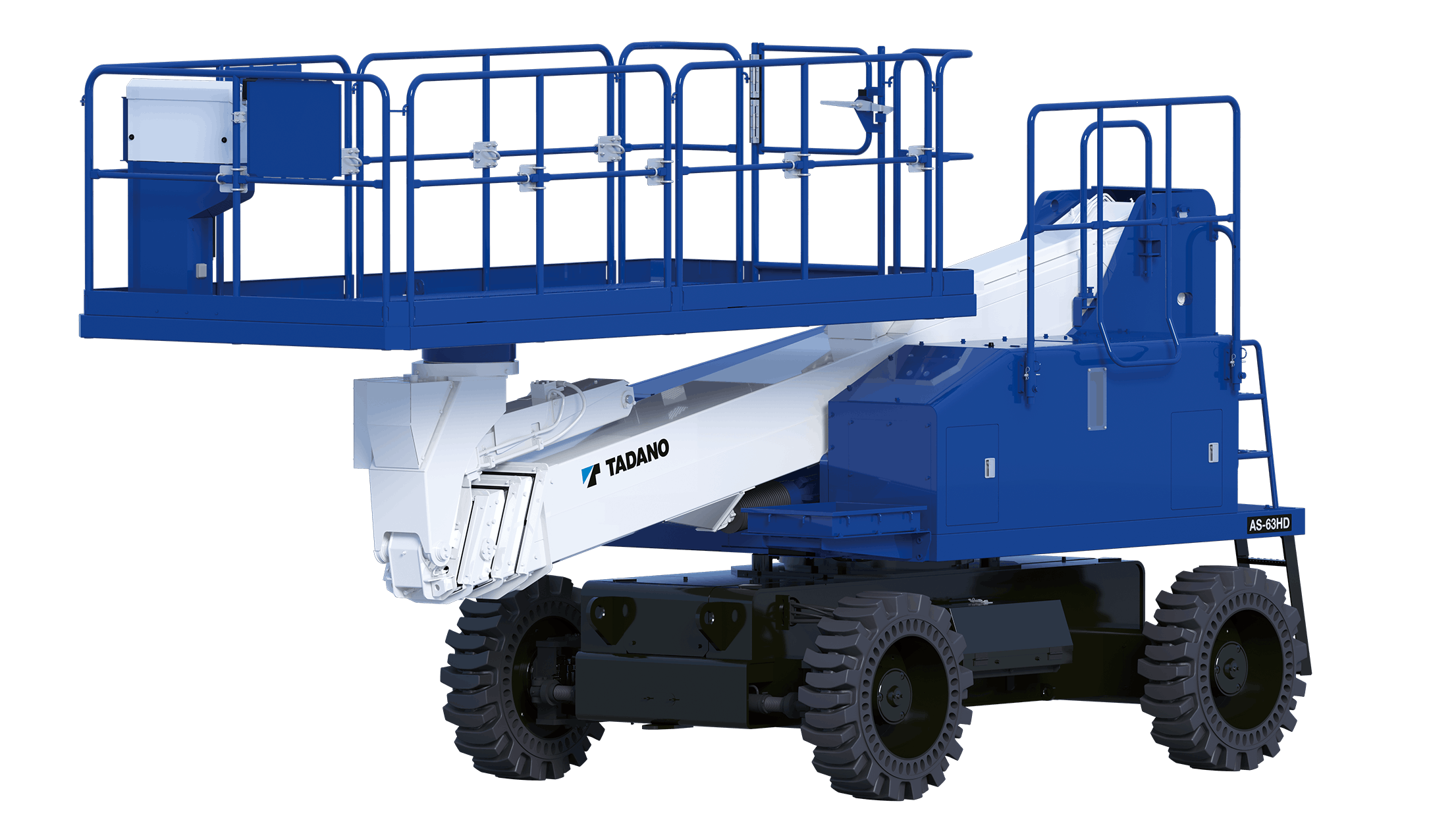 Line of eight mobile elevating work platforms from Tadano include the AS63HD, with a platform capacity of 2,200 pounds with 10 workers.