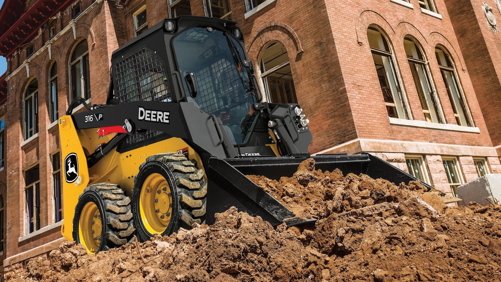 The 316 P Tier and 318 P Tier skid steers from John Deere bring P-Tier comfort, convenience, and safety.