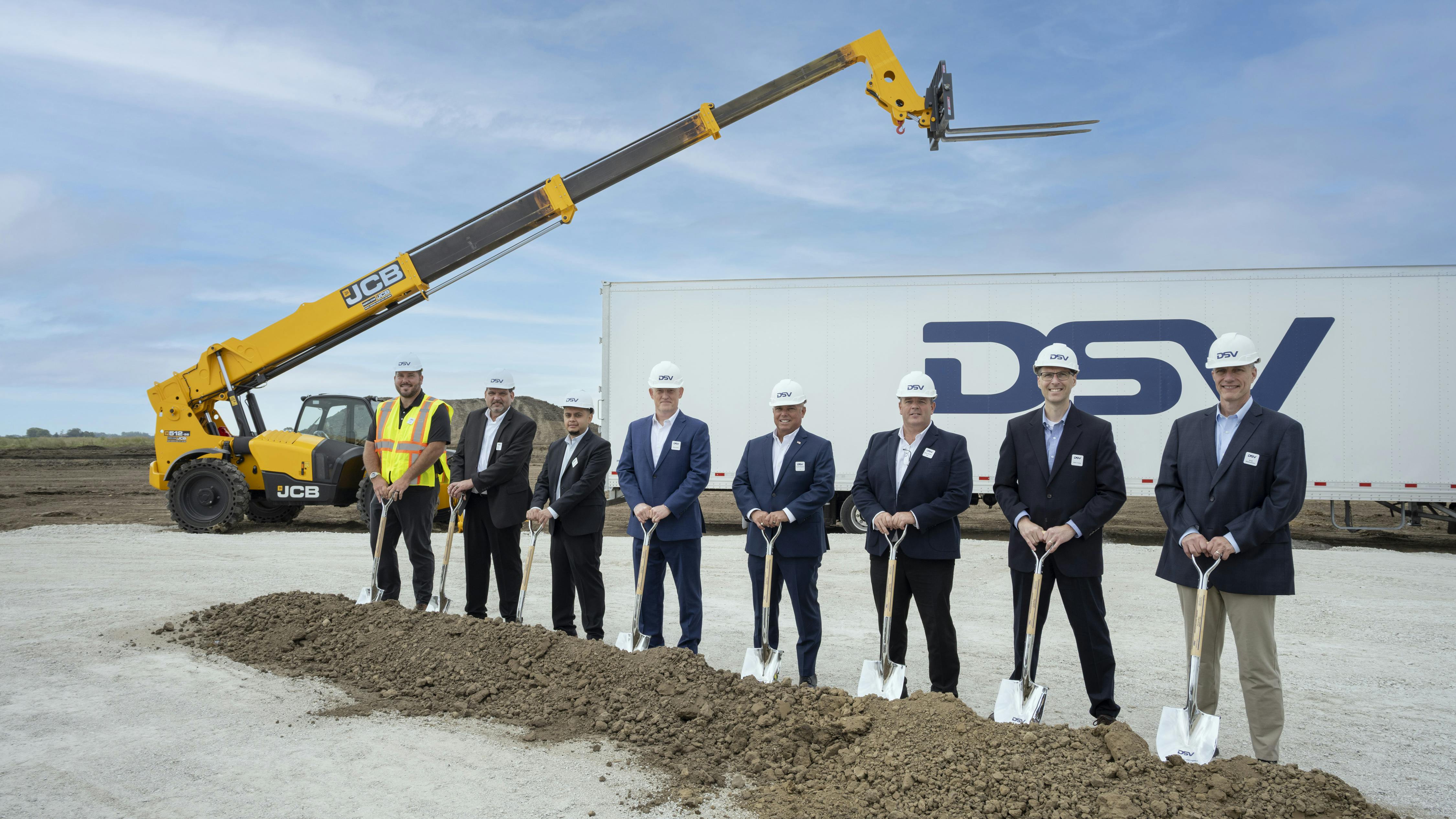 Groundbreaking for the new JCB parts distribution center in Plainfield, Illinois.
