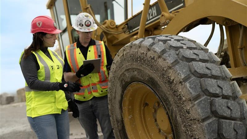 Tires should be inspected before the start of every shift.