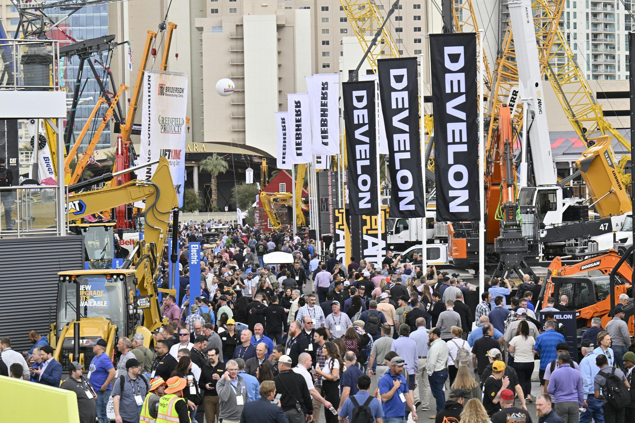 CONEXPO 2023 Festival lot, crowds in from the Develon booth