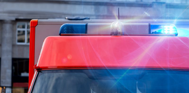 Emergency lights on truck