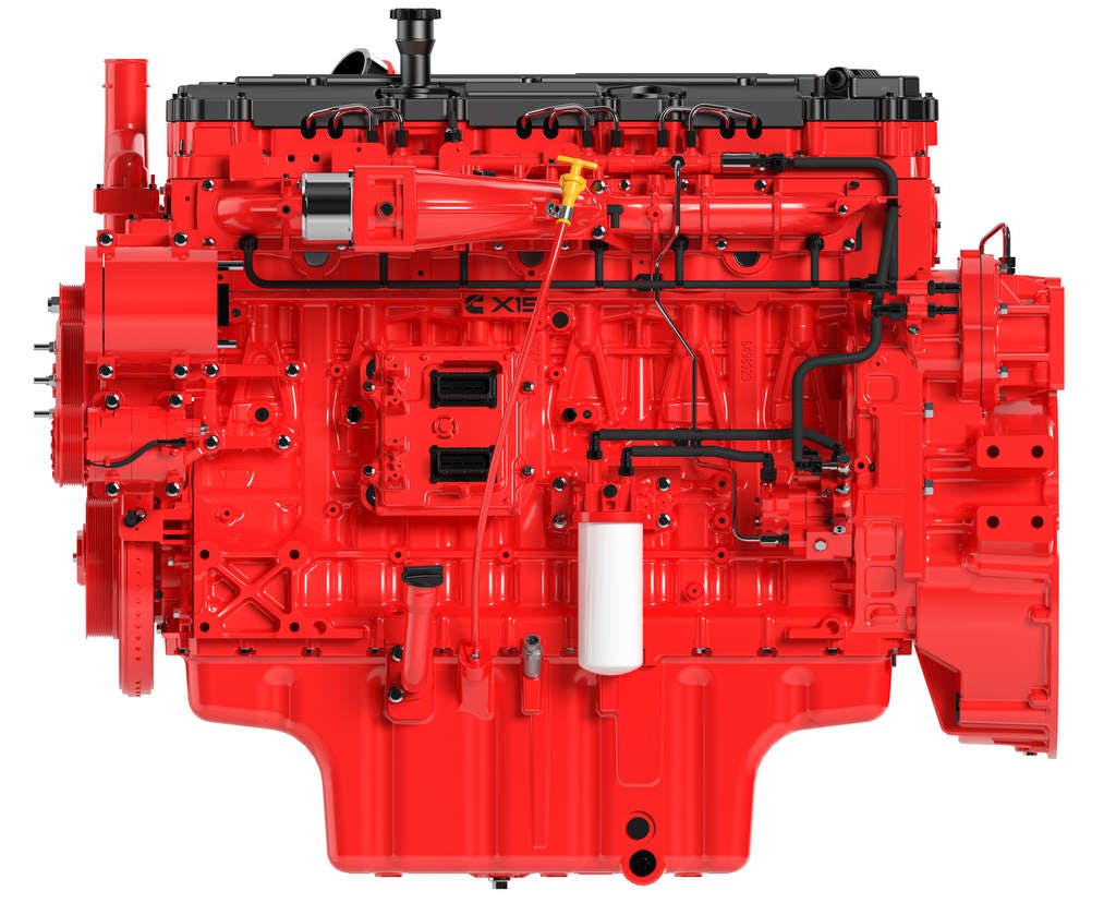 Cummins Next Generation X15 off-highway engine, red on a white background
