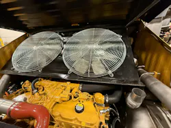 Caterpillar paver cooling fans and engine compartment. Caterpillar paver cooling fans and engine compartment.