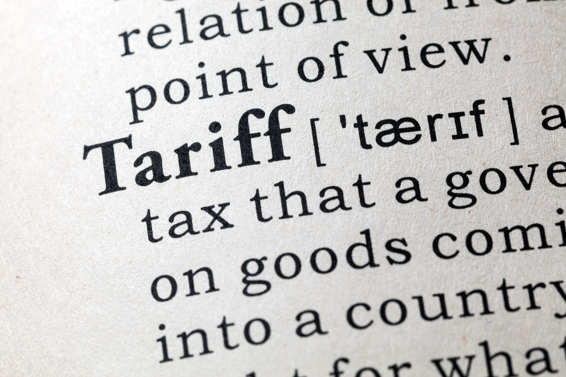 Tariff dictionary term