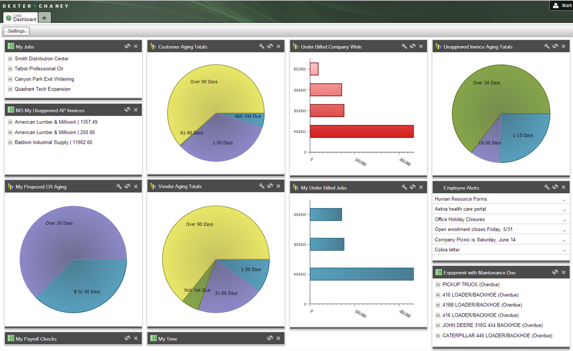 The Spectrum Dashboard includes a large number of prebuilt apps that each user can choose to place on their desktop