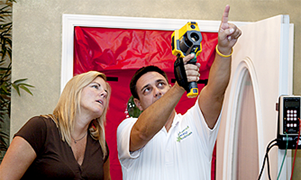 Advance Energy Auditor is testing the energy performance of a home