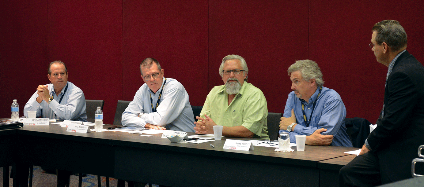 Joe Matthews left participated with other refrigeration contractors in the ContractingBusinesscom Refrigeration Roundtable held during Comfortech 2014